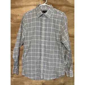 Banana Republic Men's L Slim Fit 16- 16 1/2 Long Sleeve Plaid Button Up Shirt